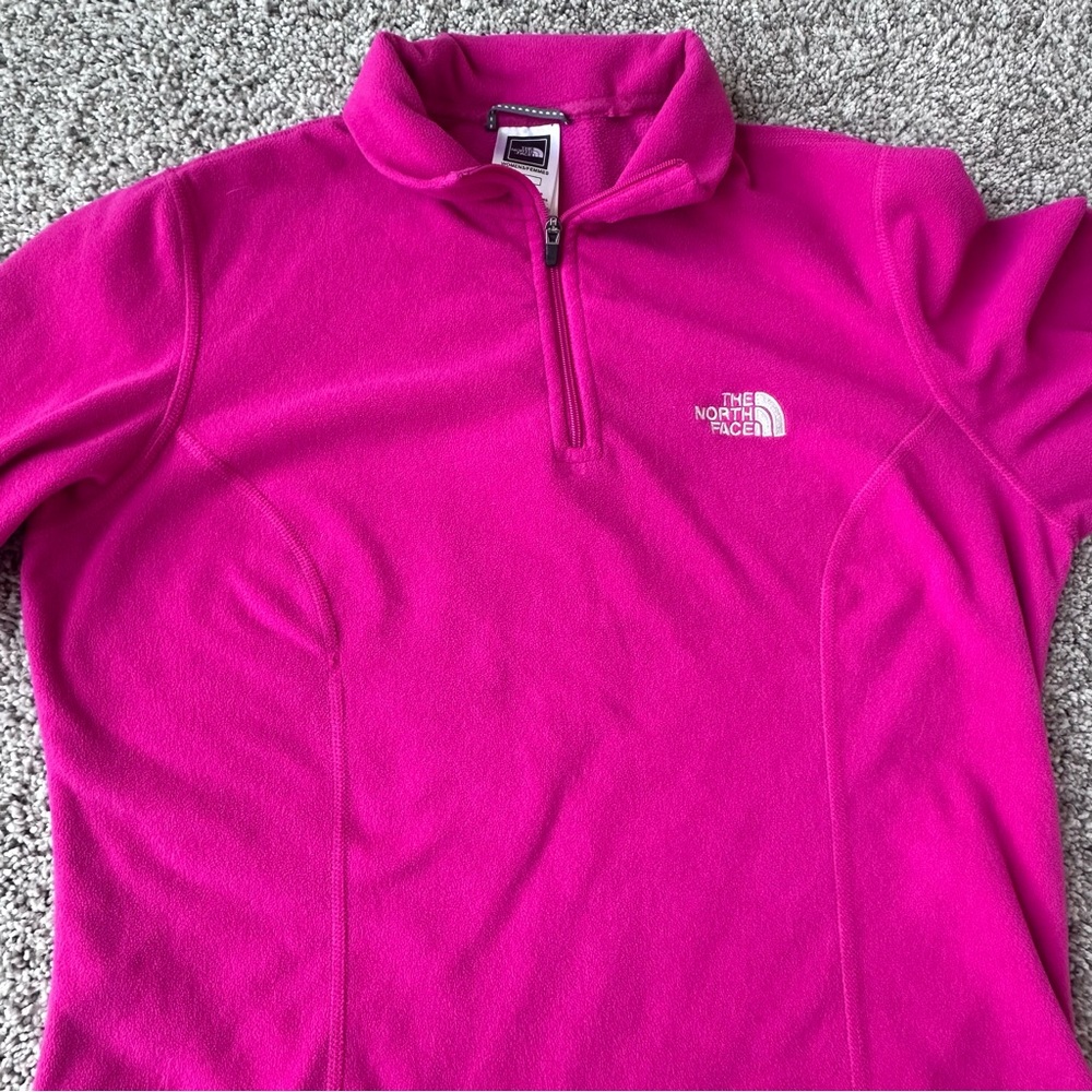 The North Face Bright Pink Fleece Quarter Zip Pullover Small | Lightweight Layer - Picture 2 of 8